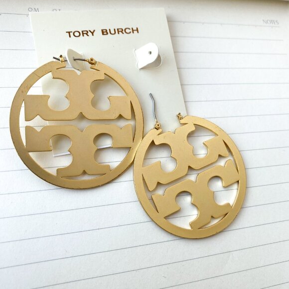 Tory Burch Gold Miller hoop earrings - Picture 3 of 3